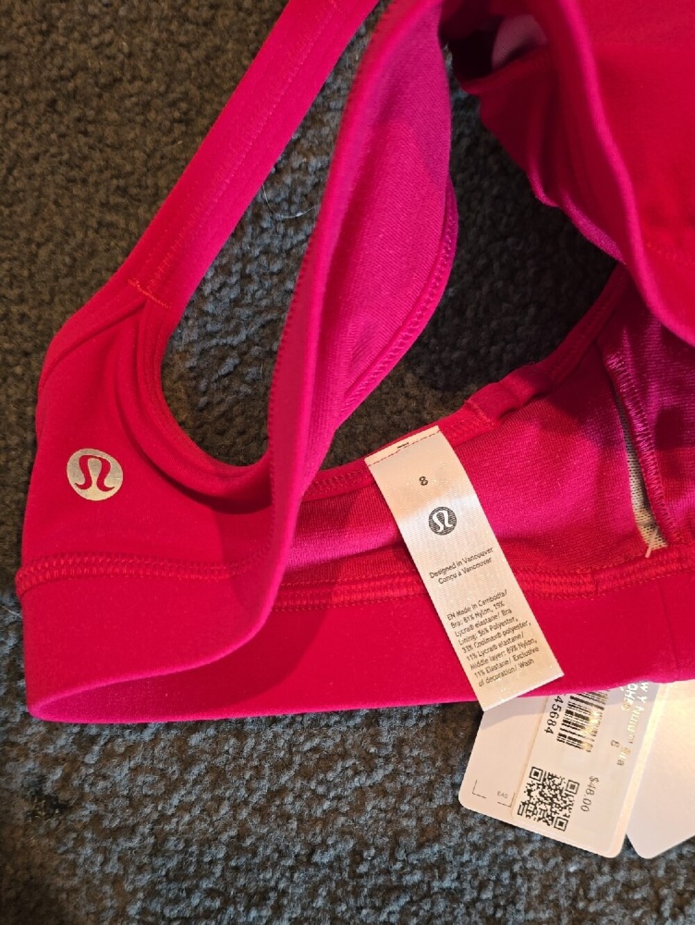 NWT lululemon athletica Bright Pink Thin-Strap Sports Bra - Picture 3 of 5